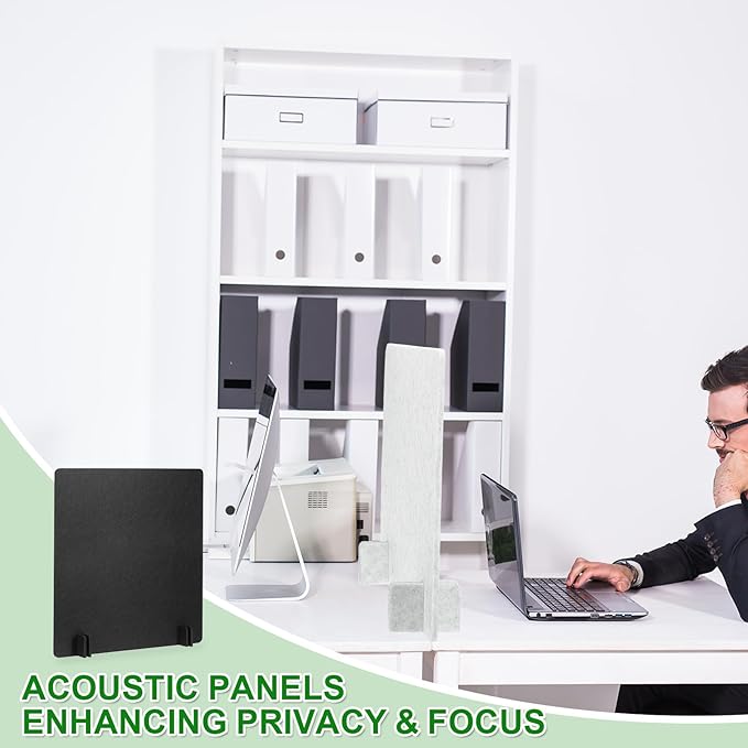 PATIKIL Desk Dividers 24" x 24", 1 Pack Desk Privacy Panel Freestanding Noise Reducing Partition Acoustic Panel with 4Pcs Support Feet for Testing Office Home Library, Black Style B