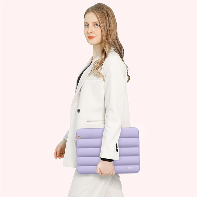 MOSISO Laptop Case 13.3 inch,13-13.3 inch Puffy Laptop Sleeve Compatible with MacBook Air 13.6 M5 M4 M3 M2 M1/Neo/Pro 13/14,HP Dell ASUS Lenovo,Polyester Horizontal Bag with Small Case, Purple