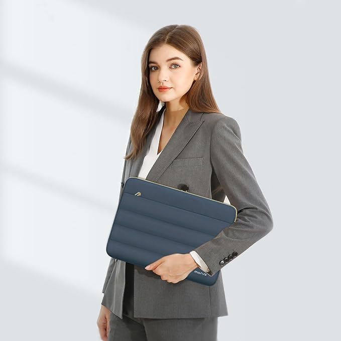 MOSISO Laptop Case 13.3 inch,13-13.3 inch Puffy Laptop Sleeve Compatible with MacBook Air 13.6 M5 M4 M3 M2 M1/Neo/Pro 13/14,HP Dell ASUS Lenovo,Polyester Horizontal Bag with Small Case, Haze Blue