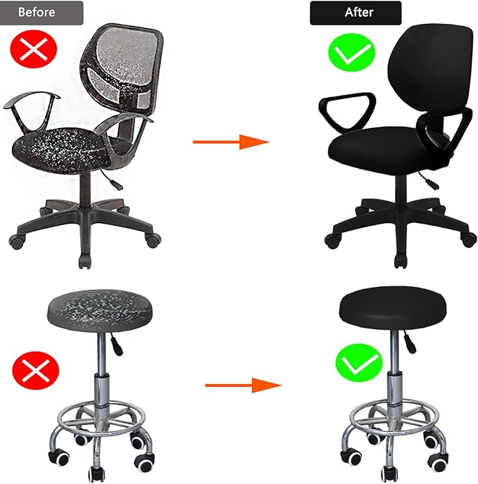 Office Chair Covers Set, Stretchable Washable Chair Cover, Universal Fit for Desk Chairs, Gaming Chairs, Home Office Fabric Protectors Slipcover (Seat Cover - Purple)