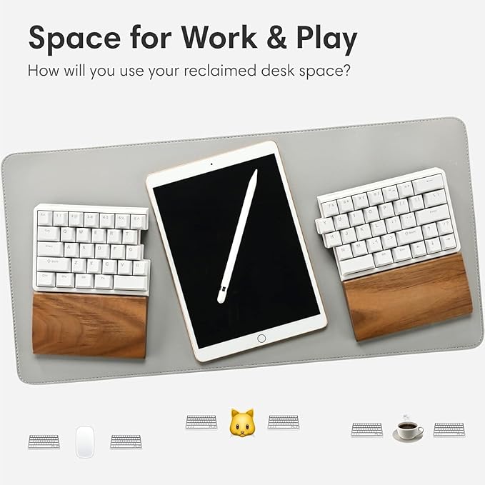 Lite: Wireless Ergonomic Split Mechanical Keyboard with Poron Foam RGB Palm Rest, Hot Swappable, Compact 60% Layout, PBT Keycaps Programmable for Mac & Windows(Silent, New Premium Version)