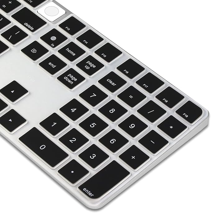 ProElife Ultra Thin Silicone Keyboard Cover Skin for 2023-2021 Magic Keyboard with Touch ID and Numeric Keypad Model-A2520 U.S Enter Protector (3 Keys ON The Left of The Space BAR) (Black)