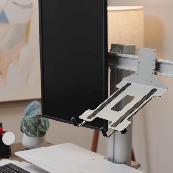 Perfect POSTURE Sit2Stand Standing Desk Converter Monitor Mount and Laptop Holder – 18” Height Adjustable Sit-Stand Workstation – White