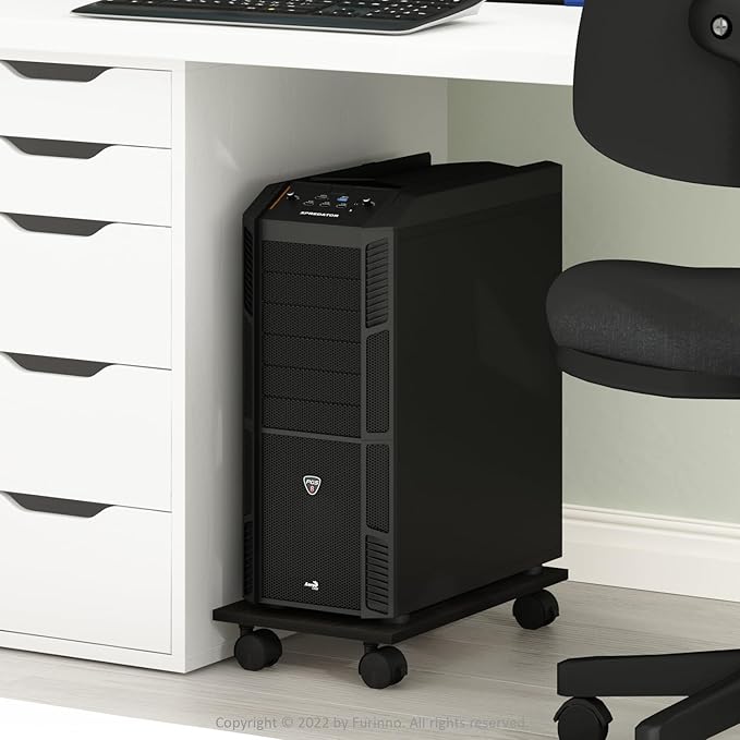 HomeStock French Fabulous Home Office Under Desk CPU/Printer Holder with Wheels, Espresso