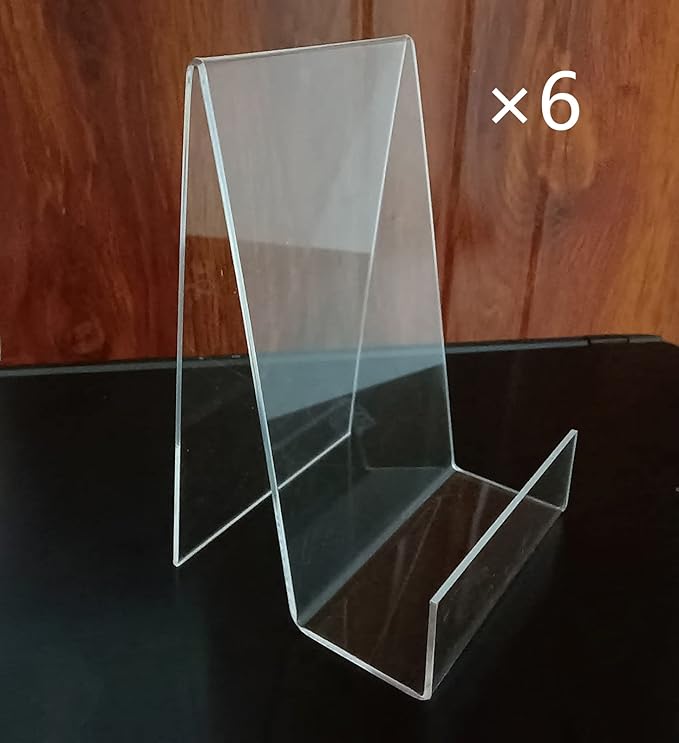 6'' x 4'' Acrylic Book Display Stand Clear Easel with Ledge Tablet Holder for Displaying Books, Pictures, Notebooks, CDs, Artworks, etc (Large) (6)