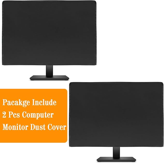 2Pack Waterproof Computer Monitor Dust Cover, Luxiv Black Full Body Cover for Computer Screen Protective Sleeve for Desktops Anti-Static LCD-Silky HD Panel Dust Sleeve