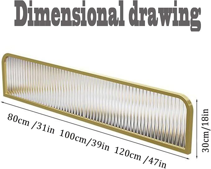 Countertop Low Fence Divide,Restaurant Decorative Partitions Grille,Dividers for Dining Areas,Gold Stainless Steels Frame Tempered Glass Panel(31.5 * 11.8IN)