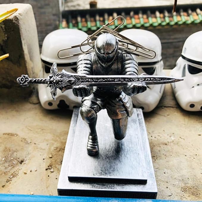 Knight Pen Holder Magnetic Cool Desk Accessories and Organizers Executive Soldier Knight Pen Holder Nice Christmas Gift for Boyfriend Husband Dad Son