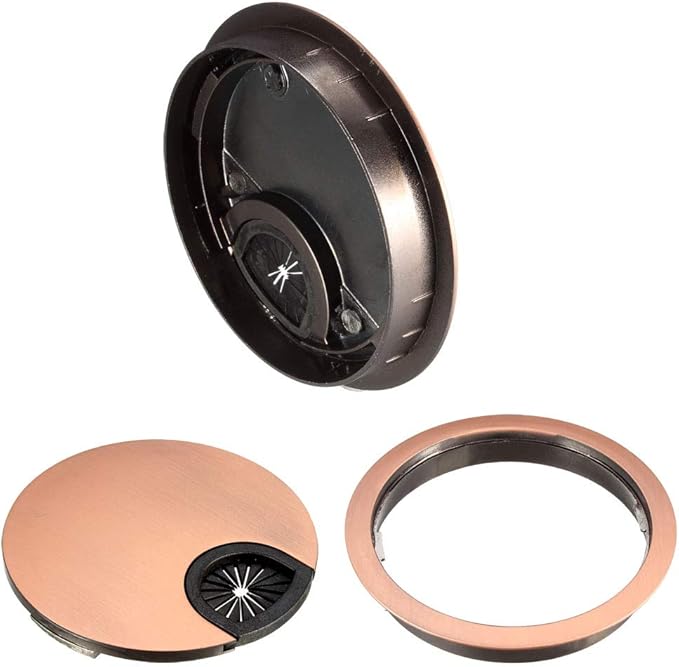 uxcell Cable Hole Cover, 3.1Inch/80mm Zinc Alloy Desk Wire Cord Cable Grommets Hole Cover for Office PC Desk Cable Cord Organizer, Red Bronze