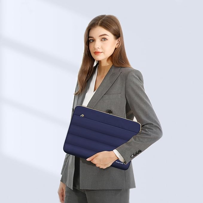 MOSISO Laptop Case 13.3 inch,13-13.3 inch Puffy Laptop Sleeve Compatible with MacBook Air 13.6 M5 M4 M3 M2 M1/Neo/Pro 13/14,HP Dell ASUS Lenovo,Polyester Horizontal Bag with Small Case, Navy Blue