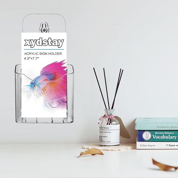 xydstay Acrylic Brochure Holder 4x9 Inches Slant Back Design, Clear Display Stand, Plastic Table Stand Sign, Pamphlet Flyer Display, 6 Pack