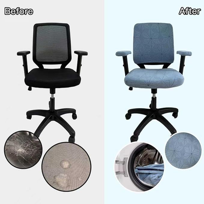 High Elasticity Anti Slip Office Chair Cover, Split Design for Easy Installation,Universal Desk Chair Cover wear-Resistant and Scratch Resistant (Sky Blue, Chair seat Case + Back Case)