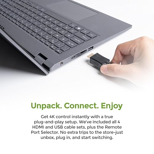IOGEAR 4-Port 4K KVM Switch with HDMI Connection, Control 4 Computers with one Monitor, Keyboard, & Mouse - up to 4096x2160 @60 Hz or 5120x1440 @60Hz - Windows, Mac, Linux, GCS1904H