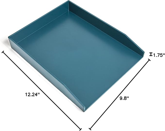 TRU RED Front‑Load Stackable Plastic Letter Tray, Teal – Desktop Paper Organizer for Office Files & Documents