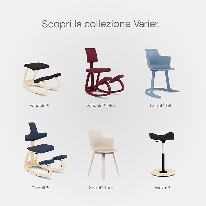 Varier Variable Plus Ergonomic Kneeling Chair with Backrest Monochrome Marine| Active Sitting Posture Support Home Office Desk Chair | 10 Year Guarantee