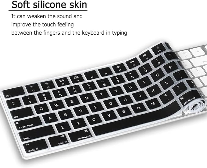 Silicone Keyboard Cover for Apple Magic Keyboard with Numeric Keypad MQ052LL/A (A1843) US Layout Ultra Thin Protector Skin (Black)