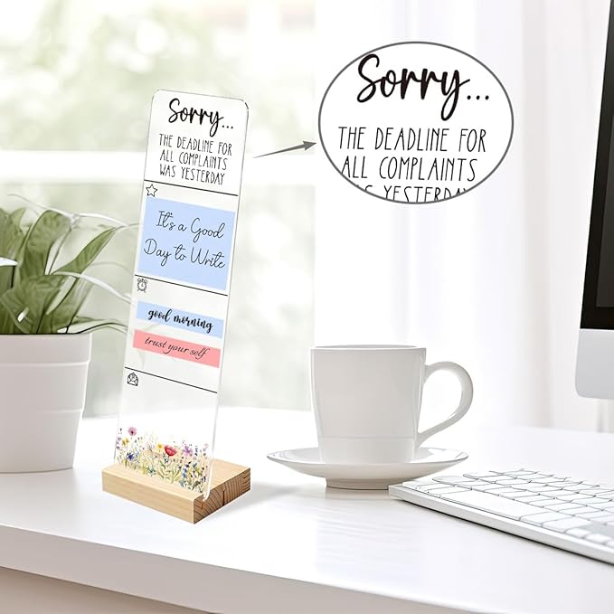 Sticky Notes Monitor Memo Board with Removable Wooden Base Sorry The Deadline for All Complaints was Yesterday Funny Quote Message Board Portable Sticky Note Holder Sarcastic Office Desk Decor
