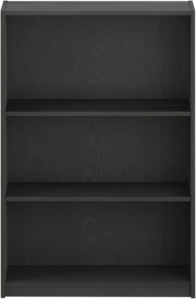 Furinno Jaya Book Shelf, 3-Tier Bookshelf, Standing Bookcase with Adjustable Shelves, 9.5 x 24.5 x 40.3, for Organization and Storage, for Living Room, Bedroom, Home Office, Darkwood