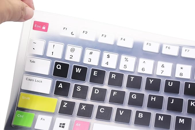 Keyboard Skin Compatible for Dell KM636 KB216 Keyboard, Dell Optiplex 5250 3050 3240 5460 7450 7050, Dell Inspiron AIO 3475 3670 3477, Dell Inspiron 27 7000 7700 7790 All-in-One Keyboard -Black &White