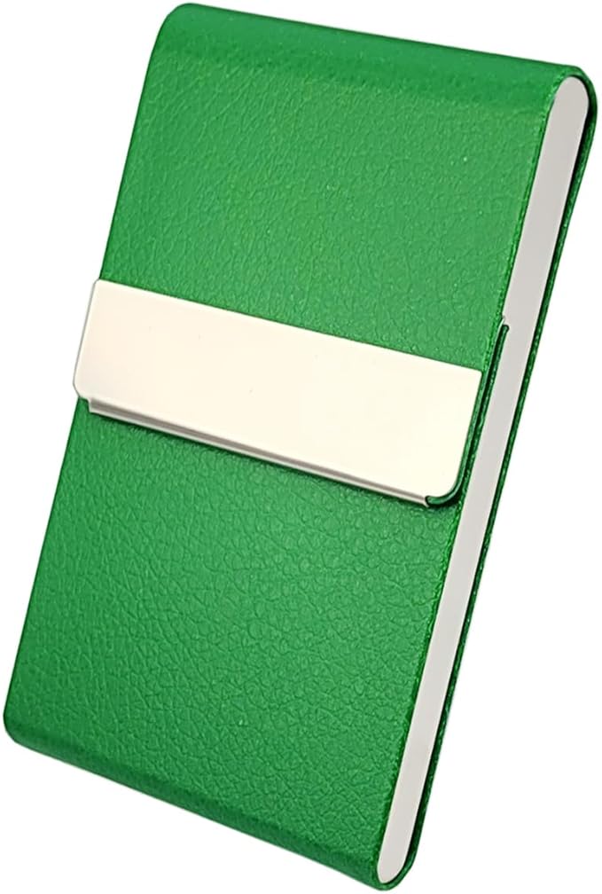 Business Card Holder with Ultra Slim Design,Business Card Case with Premium PU Leather,Suit Pocket Metal Card Holder for Women/Men,Professional Name Card Holder with Magnetic Shut(MT Green)
