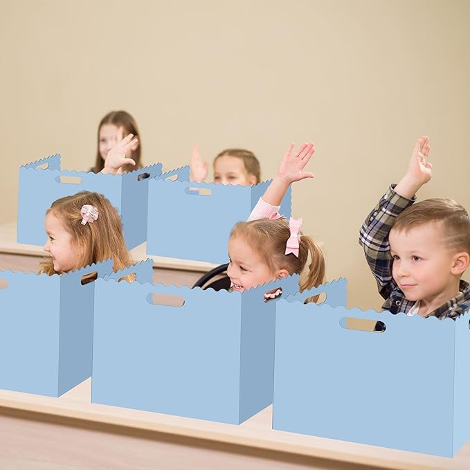 Whaline 24 Pcs Student Desk Privacy Boards Blue Classroom Desk Divider Shield Privacy Panel Folders Screen Partition for School Teacher Student Test Supplies