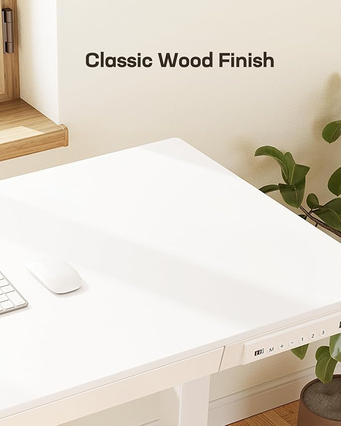 Marsail Standing Desk with Drawers,48 x 24 inch Adjustable One Piece Wooden Standing Desk, Electric Adjustable Height Desk with Storage & USB Charging Ports,Raised Computer Small Desk for Office White
