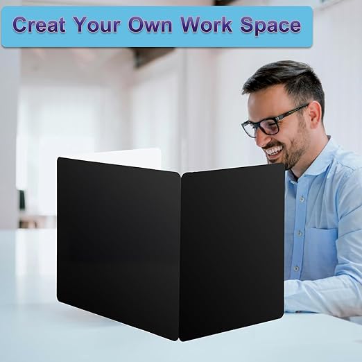 EARTHSON 12 Pcs Desk Dividers for Students, Coated Paper Privacy Shields Folder for Students, Privacy Folders for Students Desks, Test Divider Classroom Teacher Supplies Office Home, Black
