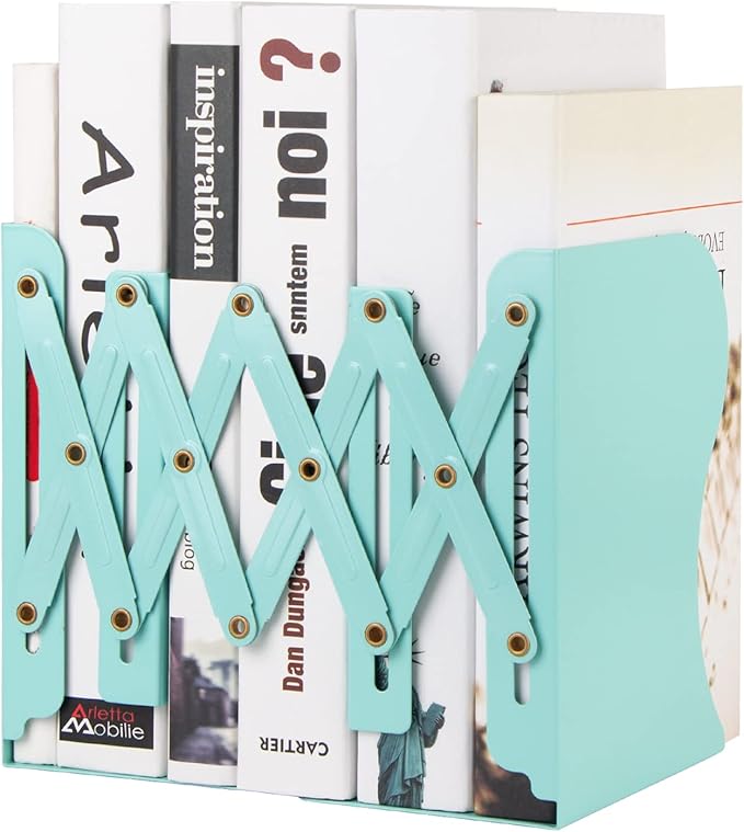 Aobopar Book Ends, Bookends for Shelves, Book Organizer for Desk, Metal Bookends for Heavy Books, Book Holders for Shelves, Suitable for Office, Home and School Use (Mint Green)