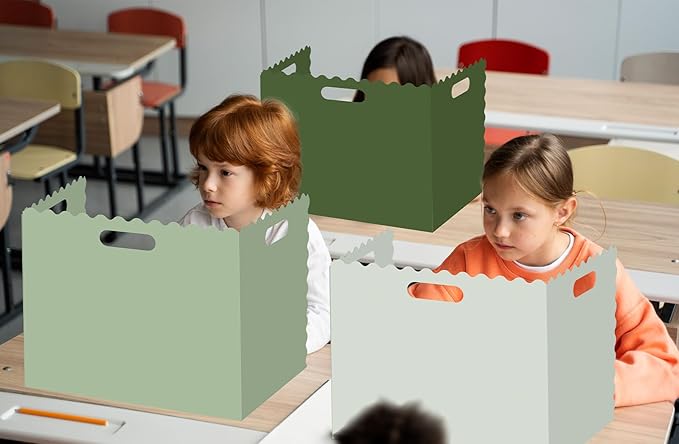 FYSUIMU 24 Pcs Student Desk Privacy Boards Gradient Sage Green Classroom Desk Divider Shield Privacy Panel Folders Screen Partition for School Teacher Student Test Supplies