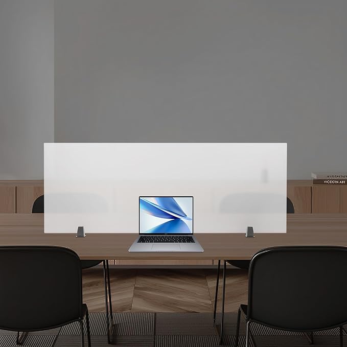 Desk Divider, 60" x 22" Desk Privacy Panel, Frosted Acrylic Office Partition, Table Divider with Clamps, Privacy Divider for Schools Office Call Centers Workstation