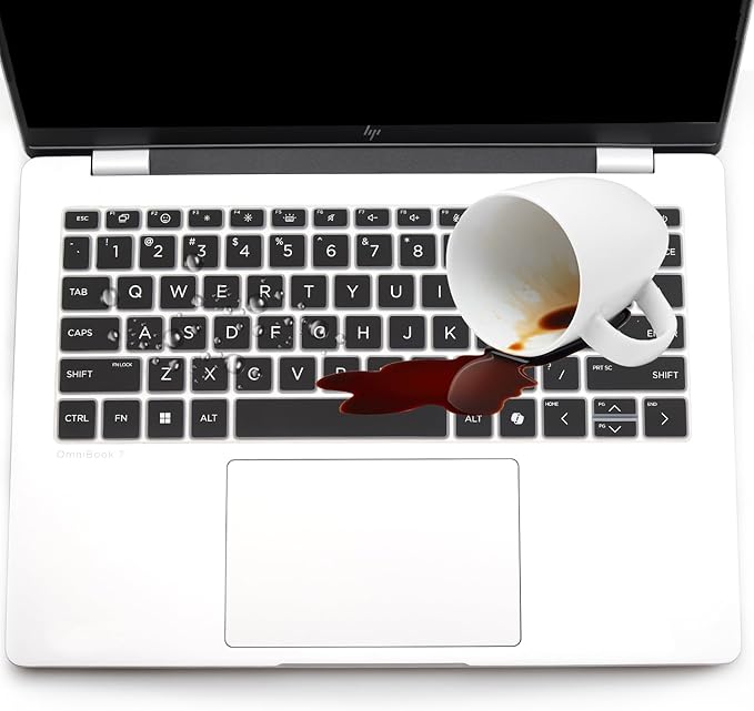Keyboard Cover for 2026 2025 HP OmniBook 5 Next Gen AI 14" & OmniBook 7 14"/OmniBook 5 Flip 14" 14-he 14-fp 14-FR 14-fs 14-he0037nr 14t-fr000 14-fp0057nr 14-fs0000 (Not fit 14-fm 14-fk 14-ha)-Black