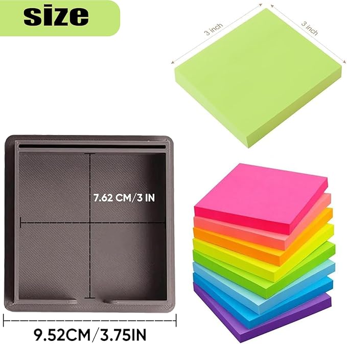 Sticky Note Stencil, Sticky Note Holder with Stencil 3x3 Sticky Note Line Stencil and Holder, Perfect for to-Do Lists, Home, Office, Sticky Notes Dispenser, Reusable Note Organizer (Grey)