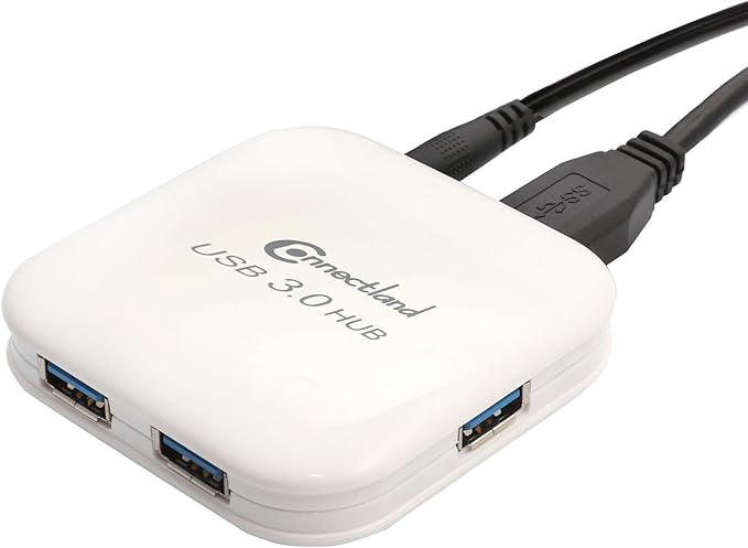 Connectland USB 3.0 4 Port Hub 5Gbps Data Transfer Rate Components Other White - CL-HUB20127