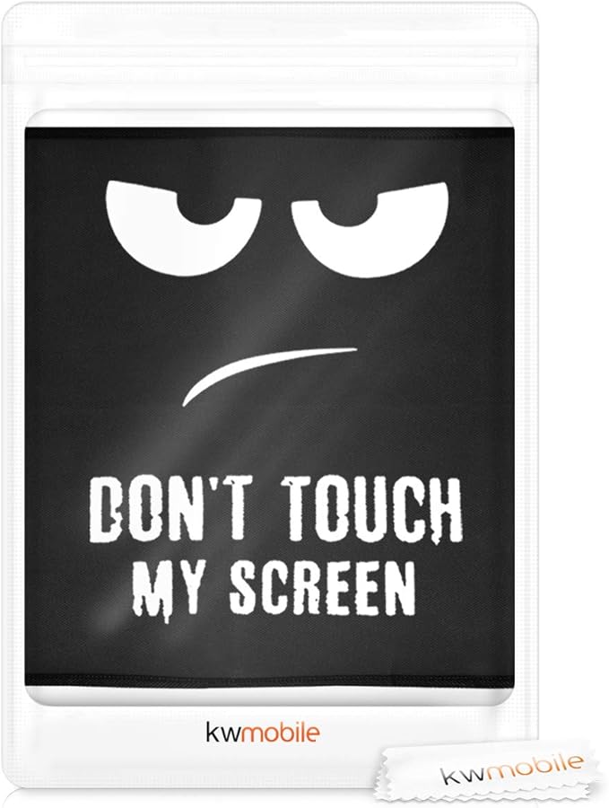 kwmobile Computer Monitor Cover Compatible with 34-35" monitor - Don't Touch My Screen White/Black