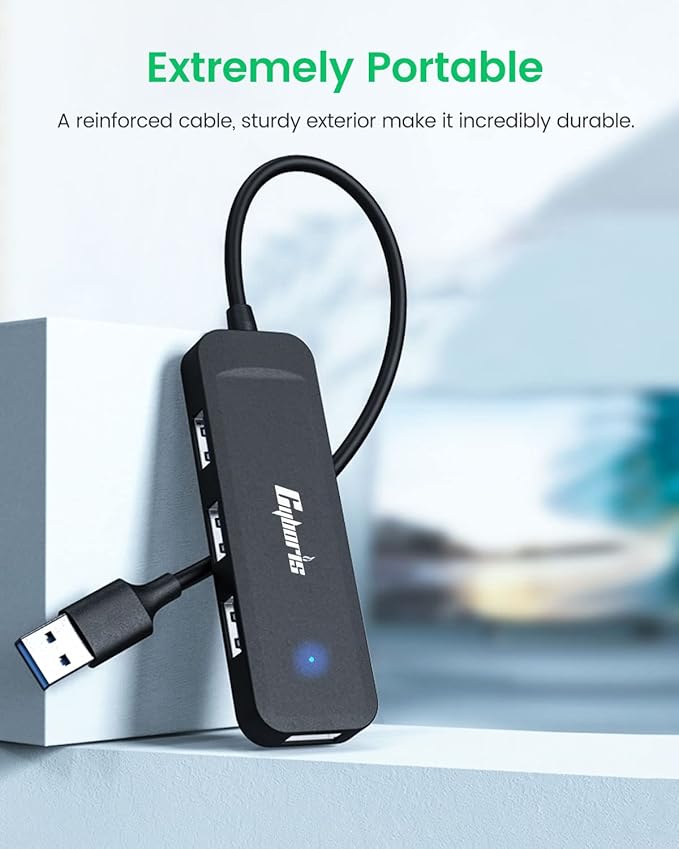 USB 3.0 Hub, 4 Port USB Hub Splitter USB Expander Compatible with MacBook Air, Mac Pro, iMac, Surface Pro, Laptop, PS4, XPS, Xbox, Flash Drive, HDD, Keyborad, Mouse