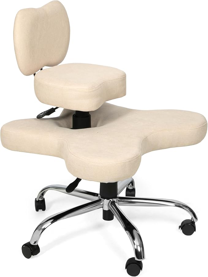 Sleekform Cross Legged Office Chair with Wheels, Meditation Desk Chair Adjustable Height - Great for Yoga, Criss Cross Lounging, Comfy ADHD Seat for Adults & Ergonomic Kneeling at Home Office Desk