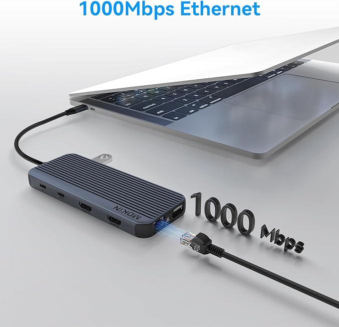 USB C Docking Station 3 HDMI, 12 in 1 Docking Station Triple Display, Dual Monitor Dock, Laptop USB-C Hub 3 HDMI with 10 Gbps, Ethernet, USB A/C 3.1, USB 2.0, 100W PD, Audio & Mic, SD