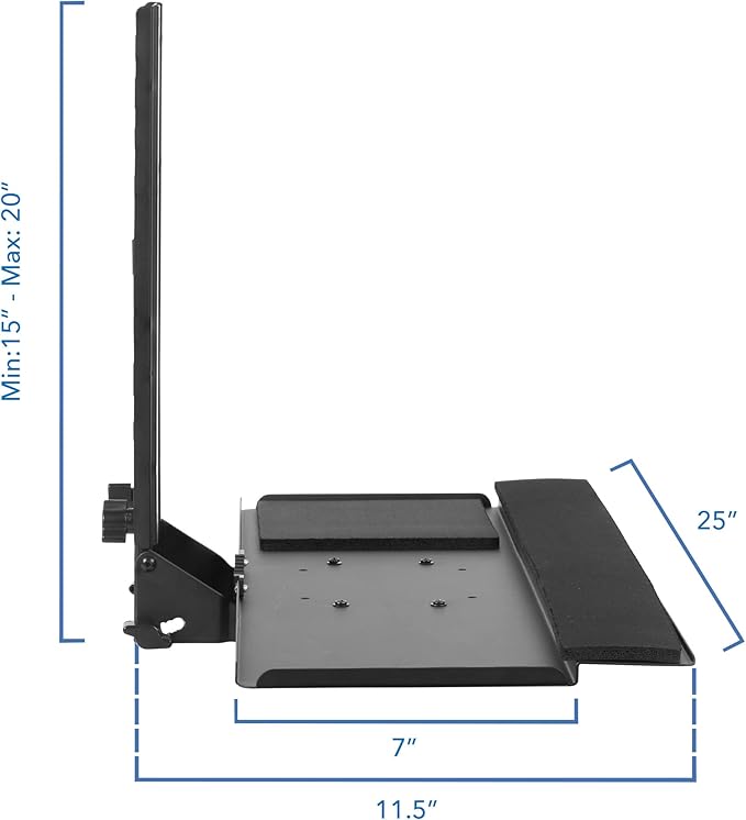Mount-It! Monitor and Keyboard Wall Mount, Height Adjustable Standing VESA Keyboard Tray, 25 Inch Wide Platform with Mouse Pad (MI-7915)