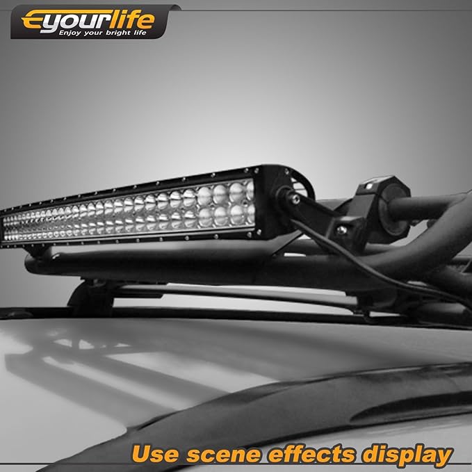 Eyourlife Universal Side Mounting Bracket for Double Row Straight or Curved LED Light Bar - Rubber Pad Included (Pack of 2)
