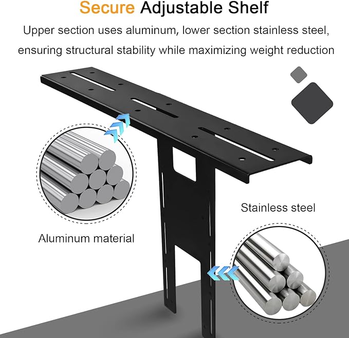 IFCASE Above/Behind Desk Monitor Shelf Mount Holds SLR Camera, Light Webcam, Microphone Fits VESA 75mm 100mm Compatible with Monitor Arm (Black, Shelf)