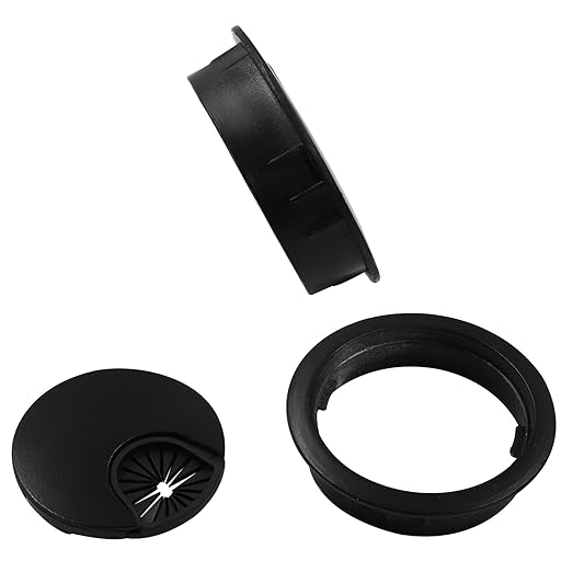 Bonsicoky 2 Pcs 2"(50mm) Metal Desk Grommet, Zinc Alloy Desk Cord Hole Cover for Wires Cable Office Desk, Matte Black