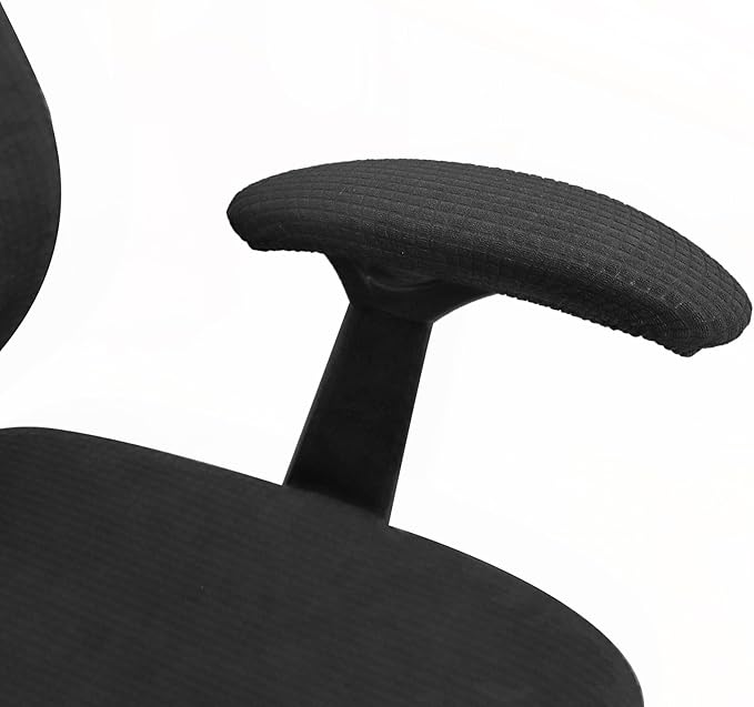 Office Chair 4 Pieces Seat and Back Cover with Armrest Covers Stretch Black Split Office Desk Chair Slipcovers Water Resistant Washable