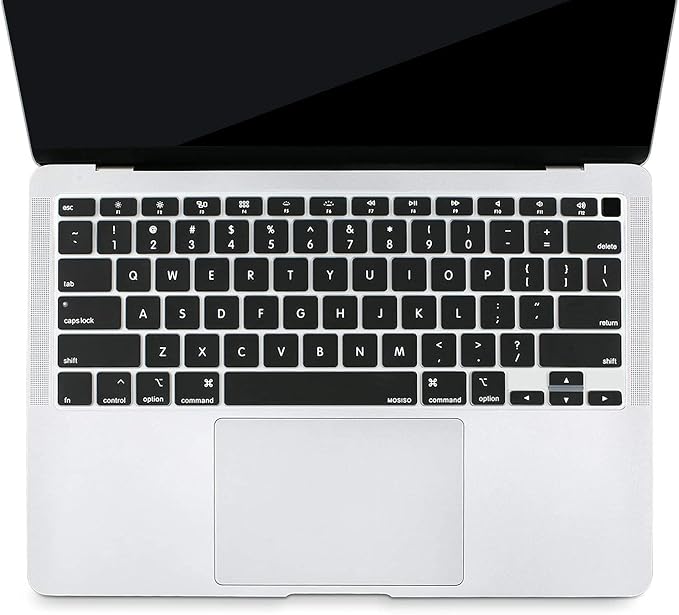 MOSISO Keyboard Cover Compatible with MacBook Air 13 inch 2022 2021 2020 Release A2337 M1 A2179 Retina Display with Touch ID Backlit Magic Keyboard, Waterproof Protective Silicone Skin, Black