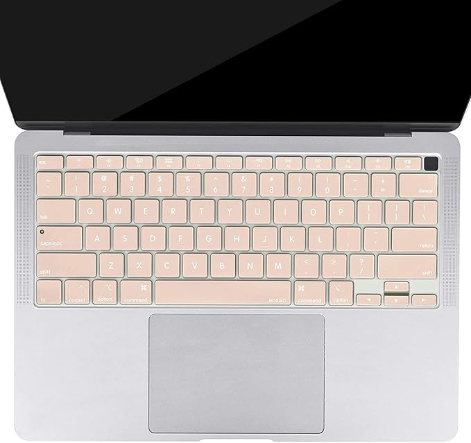 MOSISO Keyboard Cover Compatible with MacBook Air 13 inch 2022 2021 2020 Release A2337 M1 A2179 Retina Display with Touch ID Backlit Magic Keyboard, Waterproof Protective Silicone Skin, Camel