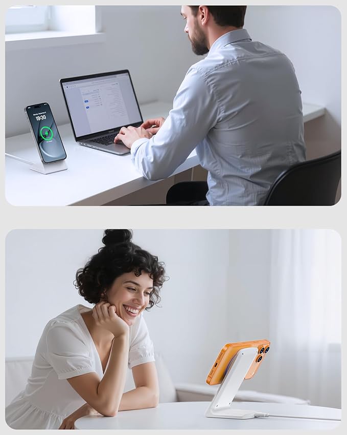 Mag.Safe Charger Stand, Magnetic Wireless Charging Station for iPhone 17/16/15/14/13/12 Series (Lunar White)