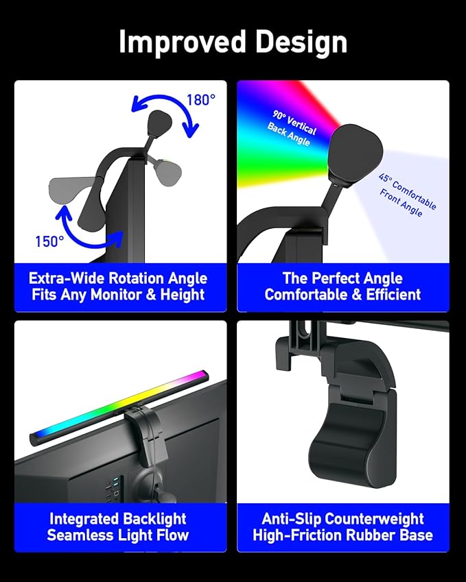 LED Monitor Lamp Screen Light Bar, Adjustable Monitor Light Bar with Clip Mount,for Computer Monitors and Home Office Settings