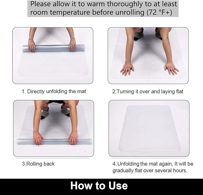 AiBOB Office Chair Mat for Hardwood Floor, 36 X 48 inches, Hard Floor Chair Mats Under Computer Desk, Easy Glide for Rolling Chairs, No Curling