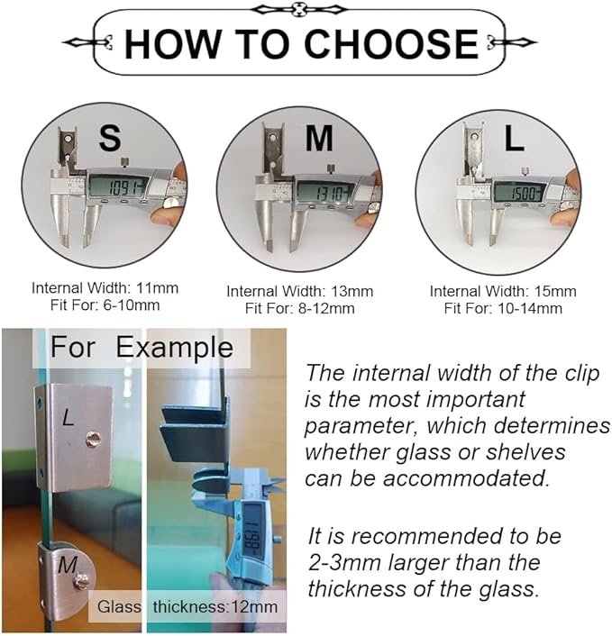 WANLIAN 8pcs Glass Shelf Brackets, Fits 3/8 inch Shelf, Wall Mounted, Brushed, Rectangle Medium