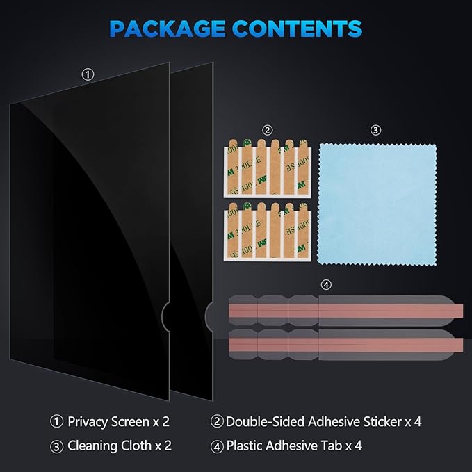 Magicmoon 2-Pack 24 Inch Computer Privacy Screen Filter, Anti-Spy/Glare Protector Film for Widescreen Monitor with 16:9 Aspect Ratio (Width x Height: 531mm x 298mm)