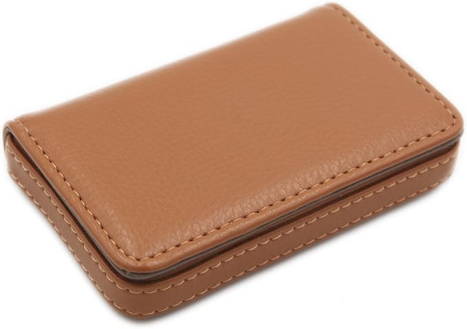 RFID Blocking Wallet - Minimalist Leather Business Credit Card Holder with Magnetic, Light Coffee, Small
